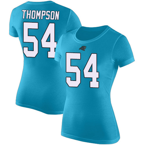 Carolina Panthers Blue Women Shaq Thompson Rush Pride Name and Number NFL Football #54 T Shirt